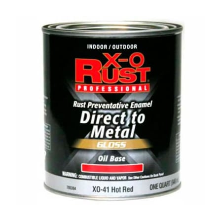 General Paint X-O Rust Oil Base DTM Enamel, Gloss Finish, Hot Red, Quart - 705394 705394